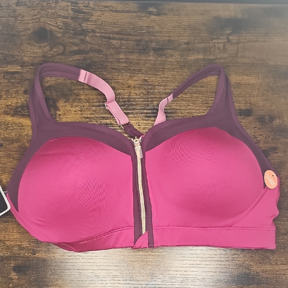 Champion Pink and Purple Sports Bra with Front Zipper
